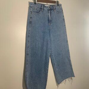 Sam Edelman High Rise Wide Leg Ankle Ram Hem Jeans Light Wash - Size 30